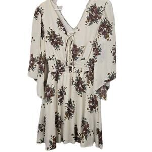 Bailey Blue Cottagecore Peasant Floral Dress Flowy Sleeve LARGE Lined Boho